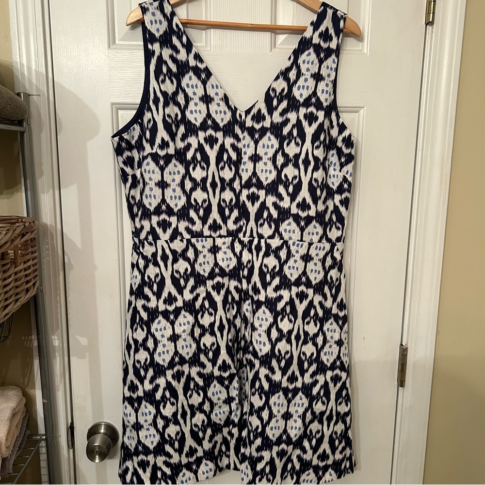 NWT Gap Linen Blue Ikat Dress Size 16
